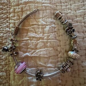 Reflection Beads 925 Silver bracelet loaded with charms